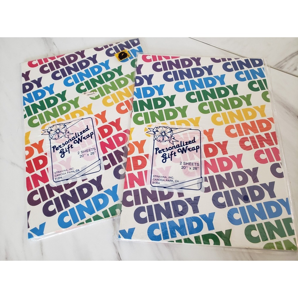 CINDY Vintage Stravina Personalized Gift Wrap Wrapping Paper Name RAINBOW gift